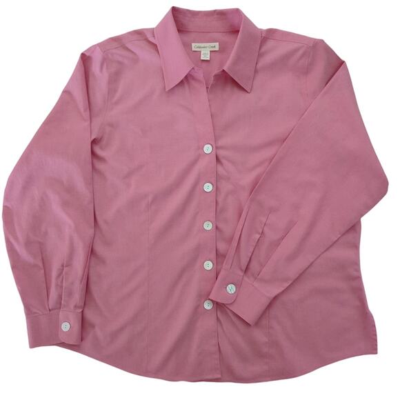 Coldwater Creek Pink Button Up Cotton Tailored Fit Blouse Womens Size 1X (16-18) - Picture 1 of 8